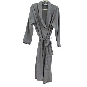The Company Store Gray Cotton Flannel Long Robe Sz Medium